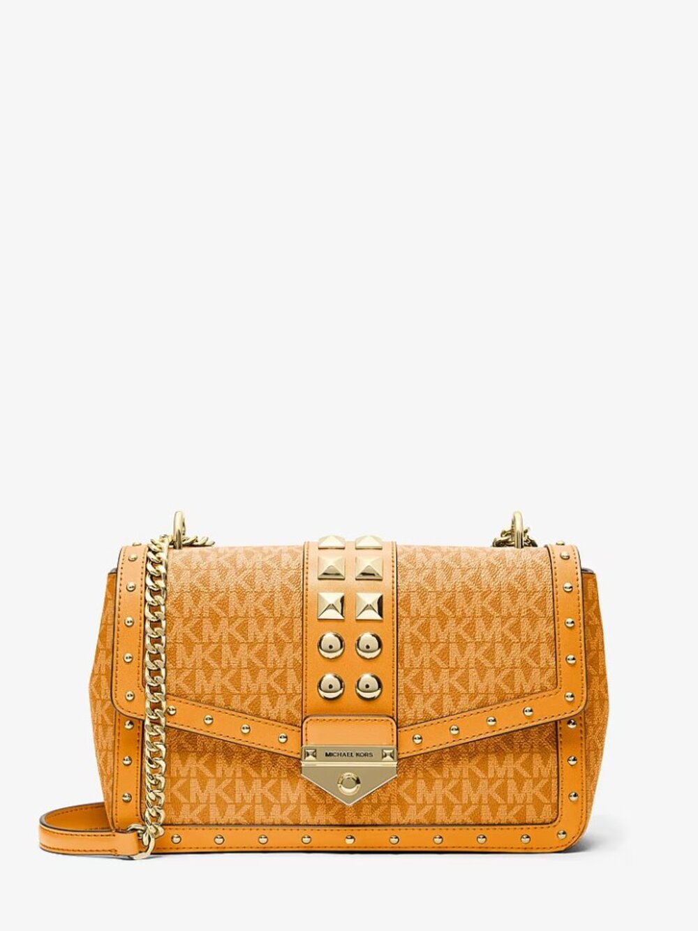 Michael Kors Soho Studded Logo Shoulder Bags Orange
